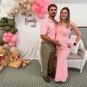 Blush Pink Ruched Maternity Maxi Dress